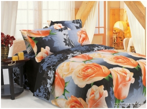 Двуспальное постельное белье "ROSEBELLA" (черный) / артикул: 400-126