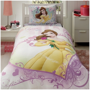 Детское постельное белье TAC PRINCESS BELLE HEART с двусторонним пододеяльником и наволочкой  артикул 20-54