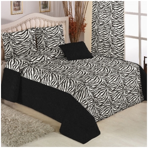 Полутороспальное покрывало искусственный мех ZEBRA, белый/черный