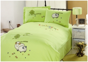 Полутораспальное постельное белье с вышивкой SHEEP артикул 400-4393