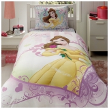 Детское постельное белье TAC PRINCESS BELLE HEART с двусторонним пододеяльником и наволочкой  артикул 20-54